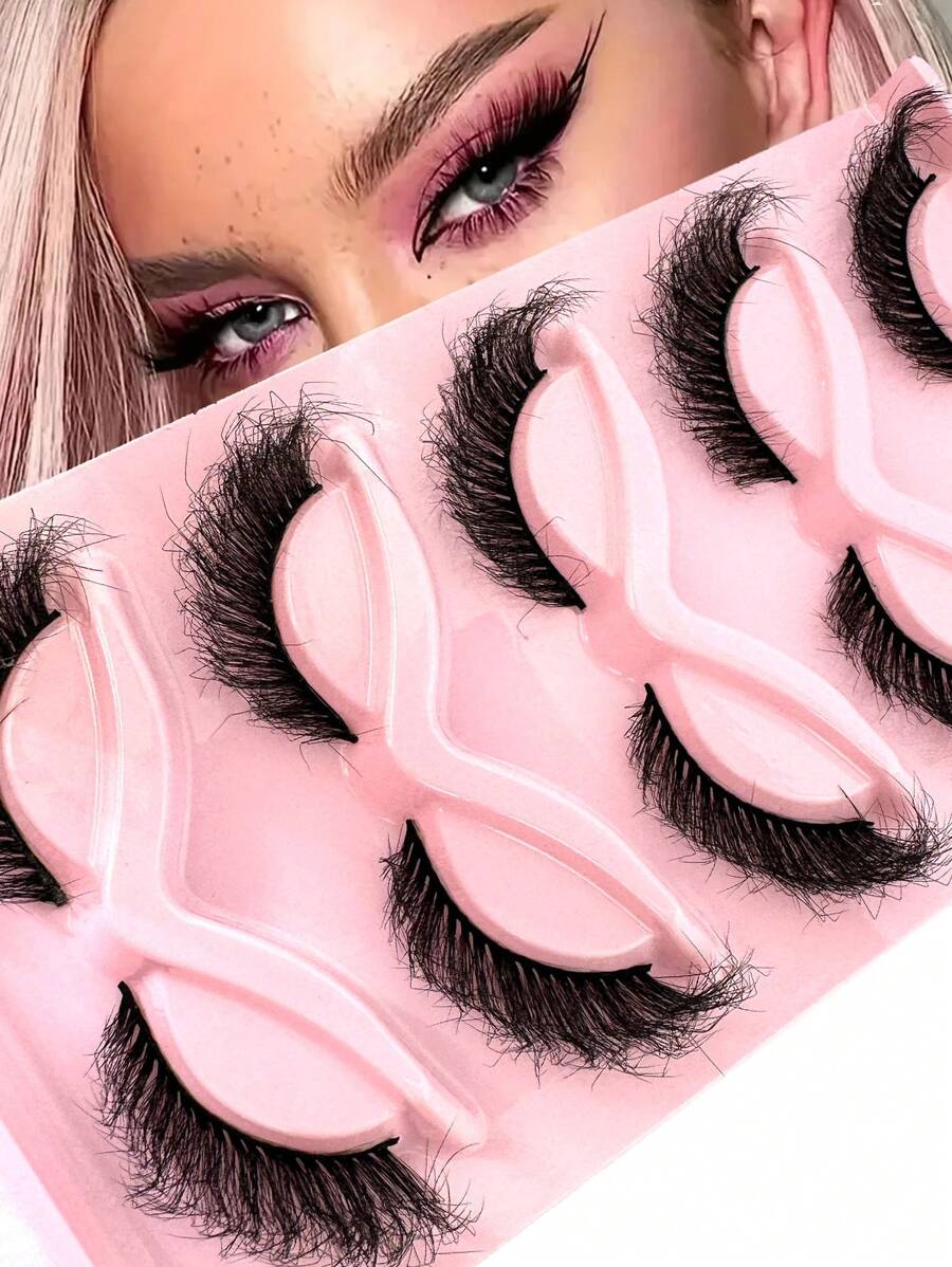 5 Pairs Fox Eye-Inspired Long Natural Lush Angel False Eyelashes, Create A Captivating Natural Look