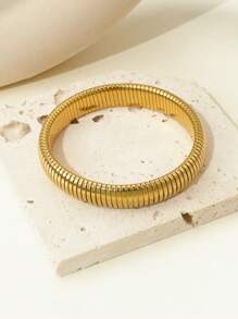 1-5pcs Fashion Punk Snake Skeleton Style Elastic Bangle Bracelets, Stainless Steel Unisex Wrist Cuff Accessories - Bracelet 10mm Wide - View 7