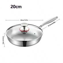 1 件不锈钢煎锅 - 无涂层，不粘，非常适合电磁炉烹饪和厨房使用海鲜煮 - 銀色 - 查看 8