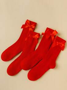 1/4 pares/set Calcetines con volantes de tripulación de color blanco liso, cómodos, con diseño de encaje y ribete para mujeres