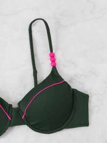 RWX VEST Adjustable Ribbed Bikini And Ribbed Swimsuit 2023 XX48 - 軍綠色 - 查看 3