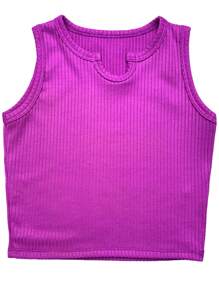 Children's Set For Girls Consisting Of A Ribbed Tank Top And A Short Skirt - Morado - Ver 2