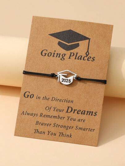 1 件简约不锈钢医生帽 2025 蜡线编织手链，适合男女的毕业礼物