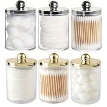 Hộp đựng tăm bông vệ sinh 1/2/3/4 chiếc, lọ đựng tăm bông trong suốt 10 oz, hộp đựng đồ trang điểm, hộp đựng đồ dùng phòng tắm. - Nhiều màu - Xem 7