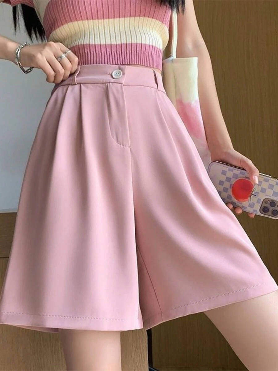 Tailored Bermuda Shorts Without Belt - Gringa Fashion - Pink - View 1