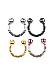 4 件/套不锈钢身体穿孔首饰眉毛唇鼻 C 形环夹，身体穿孔配件 - 彩色 - 查看 12