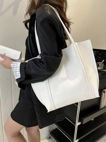 Túi Tote Đeo Vai Có Sức Chứa Lớn, Thích Hợp Cho Việc Đi Lại Và Du Lịch - trắng - Xem 5