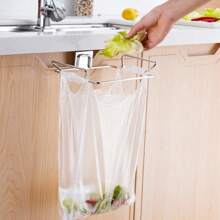 Kitchen Trash Rack Cabinet Door Garbage Bags Holder Stainless Steel Closet Garbage Storage Holder - Silver - View 3