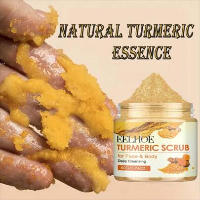 Turmeric Scrub, Deep Cleansing Body & Face Exfoliating Scrub To Brighten Knees & Elbows, Smooth Rough Skin, For Use During Bathing