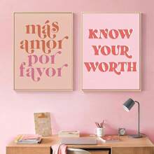 1PC Modern Nordic More Mas Amor Por Favor Spaanse Quote Posters Print Canvas Schilderij Trendy Roze Liefde Quote Muurkunst Kamer Huisdecoratie Geen Lijst