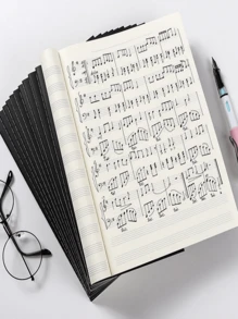 1pc 16/24/36 Pages Music Staff Manuscript Notebook, For Student Music Theory Exam, Piano Practice, Music Coursework, Christmas Gift