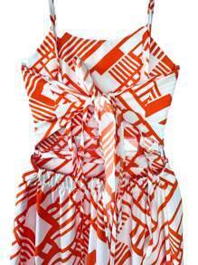 Youth Bow Jumpsuit In Crepe Fabric - Hình học màu cam - Xem 5