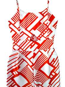 Youth Bow Jumpsuit In Crepe Fabric - Hình học màu cam - Xem 3