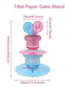 1/2Sets 3 Tiers Gender Revealing Cupcake Cake Stand Babe Shower Birthday Party Decorations, Cardboard Cupcake Holder Cupcake Tower For Gender Revealing Party Supplies,Creative DIY Cake Decor