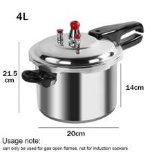 Pressure Cooker, Dual Handle Aluminum Pressure Pot, 4/7 Litre Pressure Canner ONLY For Gas Stove Kitchen Catering Cookware - Silver - View 6