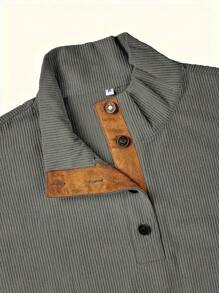 Men's Fashion Half-Zip Velour Sweatshirt - Grey - View 3