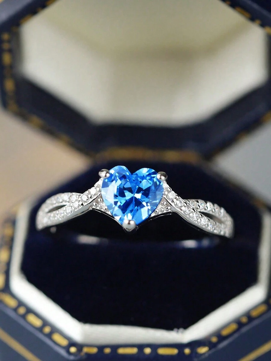 1 Stück S925 Sterling Silber Ring mit herzförmigem Zirkonia, Kreuz-Twist-Armdesign, modisch, vintage, elegant, einzigartig, ideales Geschenk für Freundin/Ehefrau, Hochzeit, Feiertagsparty, Valentinstag, hochwertiger Schmuck für Frauen