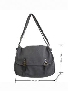 peach tree 复古风格纯色帆布斜挎包 - 桃树 - 灰色 - 查看 3