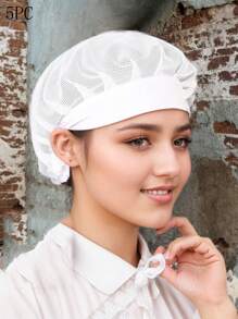 1pc-Nhiều chiếc mũ làm việc thoáng khí, mũ đầu bếp nhà hàng, mũ vệ sinh thực phẩm phục vụ, mũ chống bụi cho tiệm bánh, màu trơn - A - Xem 16