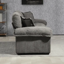 Sofá de dos plazas de nube moderna de 84", sofá de amor con chenilla rellena y reposabrazos con diseño de almohada, cojín acolchado capitoneado, cómodo y profundo sofá tapizado para la sala de estar, espacios pequeños - Gris - Ver 7