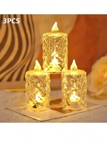 24 piezas de velas LED sin llama con efecto de llama parpadeante, incluye baterías, adecuadas para Navidad, Día de San Valentín, Ramadán, Pascua, bodas, recepciones de bodas (amarillo) - transparente - Ver 17