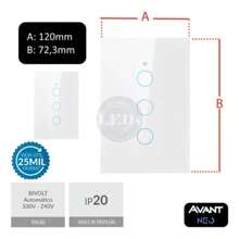 NEO TOUCH SMART WI-FI LIGHT SWITCH WHITE BLACK AVANT 3 BUTTONS - White - View 3