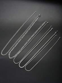 17KM 9 stuks minimalistische punk hiphop coole roestvrijstalen ketting en armband sieradenset voor mannen, geschikt voor daten, vakantie, dagelijks gebruik, neutrale stijl (geen doos)