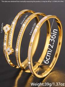 Camhanno 3 Pieces Of Exquisite And Fashionable, Light Luxury High-End Stainless Steel Bracelet Combination, Classic Matching, Never Out Of Style, Suitable For Daily/Gift/Party/Banquet