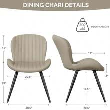 Nalupatio Modern Dining Room Chairs Set Of 2, Upholstered Kitchen Dinner Chair Fabric And Curved Backrest Kitchen Chairs - Màu be - Xem 2