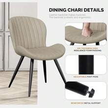 Nalupatio Modern Dining Room Chairs Set Of 2, Upholstered Kitchen Dinner Chair Fabric And Curved Backrest Kitchen Chairs - Màu be - Xem 6