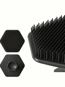 1pc Soft Silicone Face Scrub Brush - Gentle Exfoliating Face Cleansing Pad And Soft Massager - Unscented, Men's Bathroom And Shower Item Home Bathroom Decor Fall Decor Back To School - Black - View 7