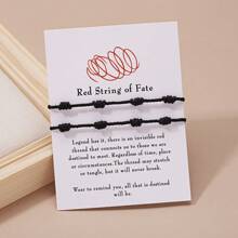 2pcs New Year & Christmas Couples/Friends Lucky Red Braided Adjustable Bracelet Set