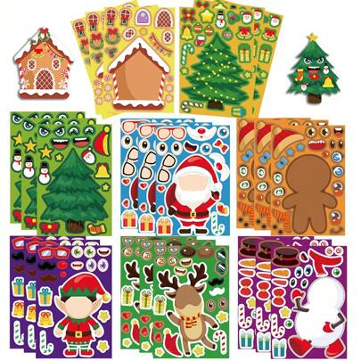 Pegatinas de Feliz Navidad Hazlo tú mismo Pegatinas de rostro feliz Navideño Recuerdos de fiesta de Navidad Suministros de manualidades Pegatina de vinilo