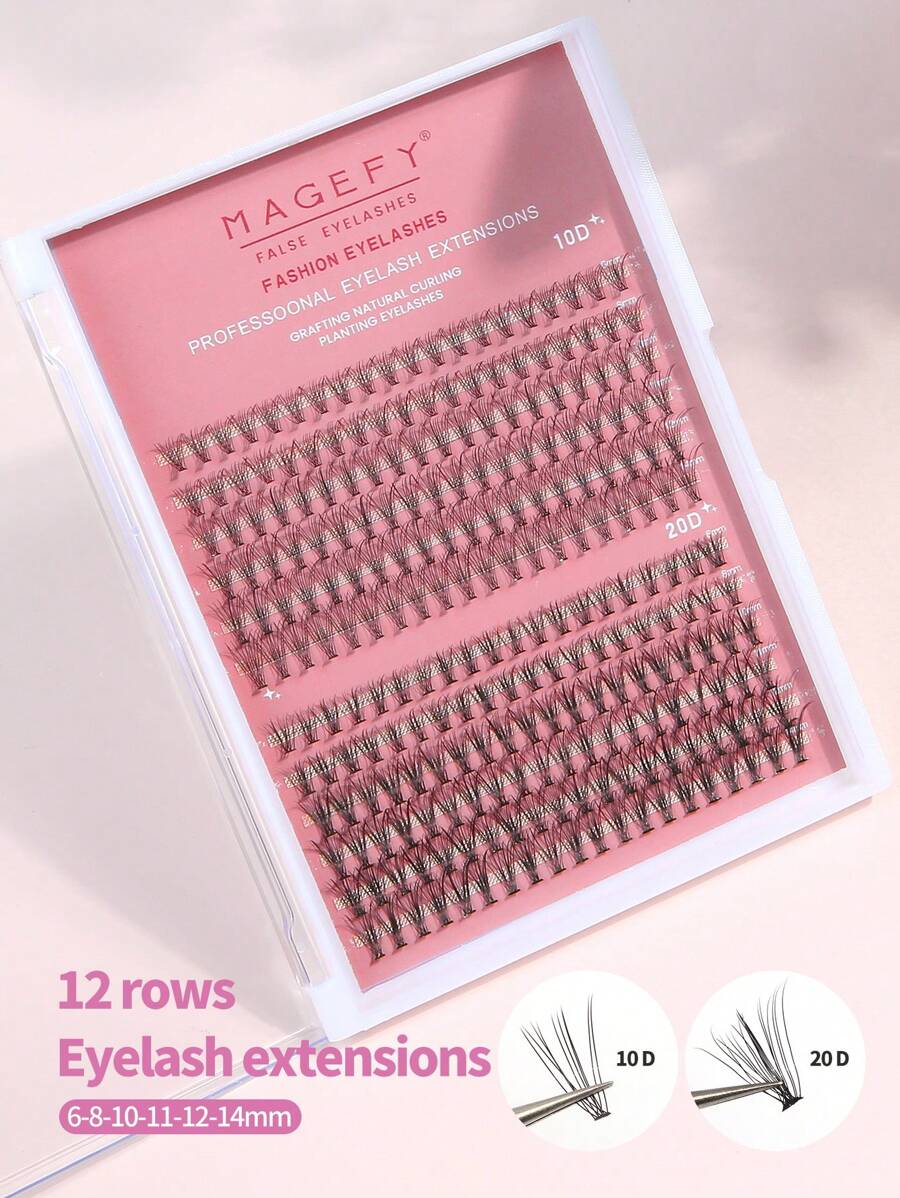 MAGEFY 240 racimos de pestañas postizas individuales de visón falso con rizo C, con rizos talla grande largos C, pestañas DIY personales de diferentes longitudes, pestañas naturales y suaves hechas a mano para uso diario, pestañas de manga para viajes, regalo para mujeres y niñas, 10D/20D