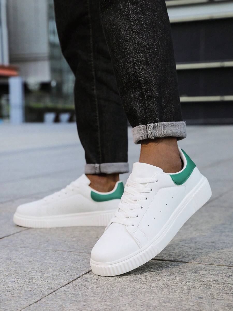 男士运动鞋设计简洁，款式百搭，透气舒适 - 白綠 - 查看 1