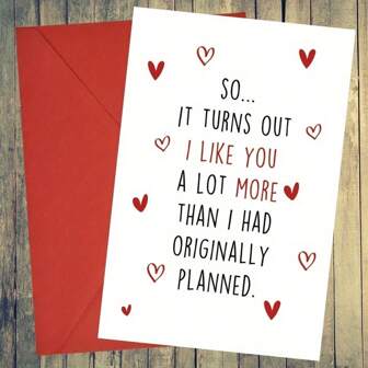 1/2/5/10개 매력적인 '계획했던 것보다 당신을 더 좋아합니다' 인사말 카드 - 생일, 기념일, 발렌타인데이 및 특별한 날에 적합 - 그 또는 그녀를 위한 사려 깊은 사랑의 메시지