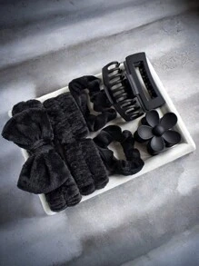 8 Pieces Set Of Minimalist Pink Minimalist Home Hair Accessories For Girls, Suitable For Daily Makeup, Face Washing And Decoration