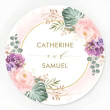 Gepersonaliseerde bloemenstickers voor bruiloften - Aanpasbare labels om namen en data toe te voegen aan bedankjes, uitnodigingen en geschenkdozen, perfect om een uniek tintje te creëren op uw grote dag