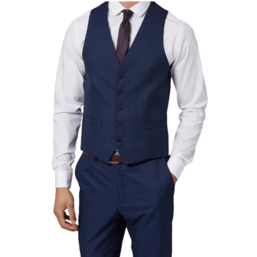 Men's Luxury Slim Executive Sport Vest With 4 Buttons - Immediate Shipping - Màu xanh hải quân - Xem 1
