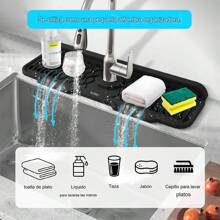 Silicone Sink And Faucet Drain Mat - Quick Drying Drip Protector - Black - View 7