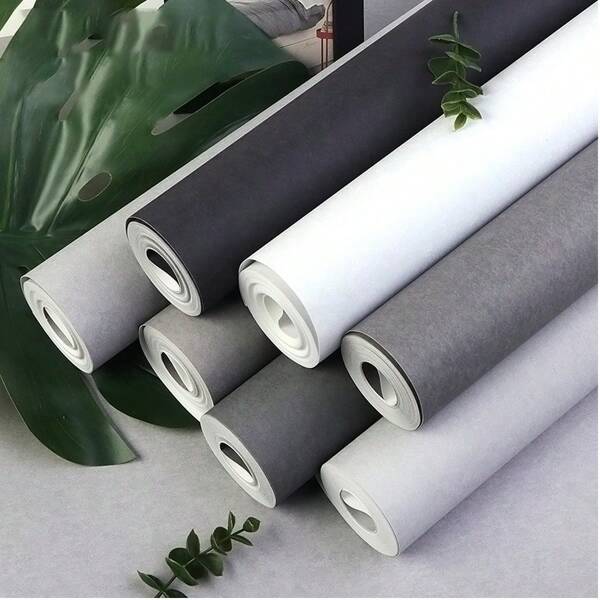 1 rolo de papel de parede autoadesivo branco puro, à prova d'água, à prova de umidade, cor sólida, grosso, adequado para sala de estar, quarto, parede da cozinha