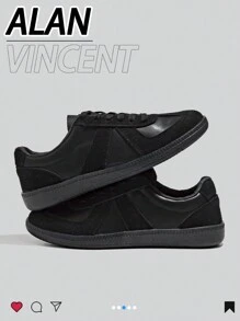 Alan Vincent 【德国训练师系列】黑色女鞋2025新款女士休闲鞋平底运动鞋女鞋日常搭配乐福鞋舒适时尚派对鞋