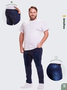 Men Jeans - 深色水洗藍 - 查看 5