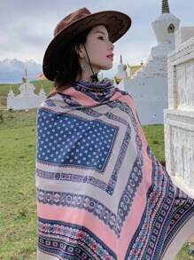 Scarf Shawl Large Beach Sunscreen Scarf 186*88cm - Màu Khaki - Xem 3