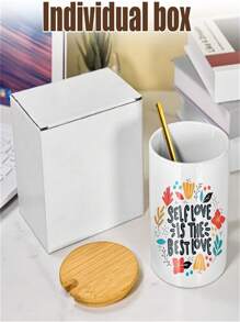 16 PACK 11OZ Sublimation Ceramic Coffee Mug White Blank Drinking Cups With Bamboo Lid, Stainless Steel Spoon - 白色 - 查看 6