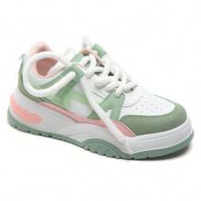 Damen Sneaker mit dicken farbigen Schnürsenkeln und dicken Sohlen - Grün - Übersicht 2