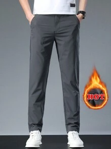 Men's Solid Color Pockets Casual Tapered Pants - Dark Grey - View 3
