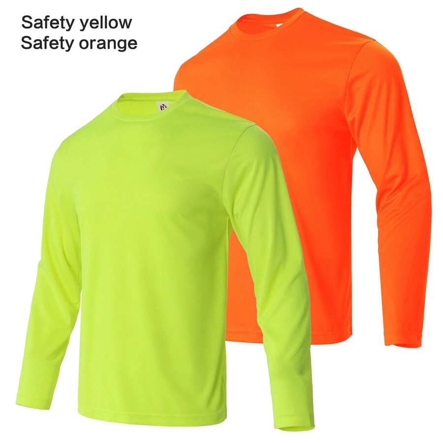 2PCS Men's Performance Long Sleeve T-Shirt - 黃色/橘色 - 查看 1