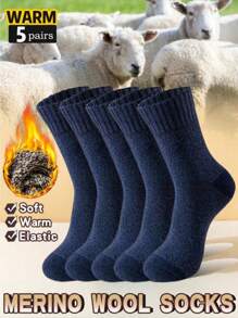 5pcs/1 Upgraded Set Thick, Warm, Breathable & Odor-Resistant Crew Socks For Men & Women, Comfortable For Daily Life, Sports & Extreme Cold Weather