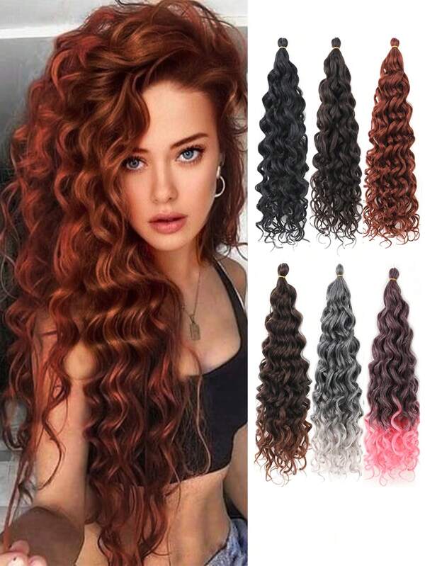 Curly Crochet Hair GoGo Curl Crochet Hair For Women Natural Black Deep Wave Braiding Hair Synthetic Bohemian Crochet Braid Water Wave Crochet Hair Extensions(18inch, 24Inch)